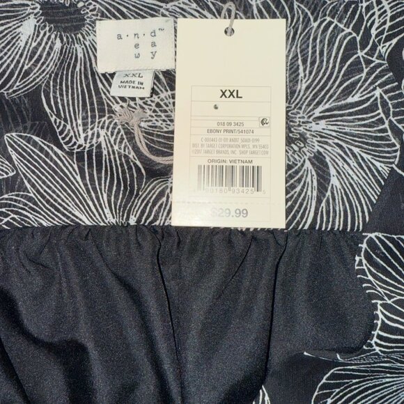 A New Day Black Riffled Faux Wrap Chiffon Floral Dress Sz  XXL NWT - Picture 11 of 12